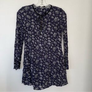 Onetheland Womens Dress Medium Mini Long Sleeve Floral  Boho Hippie